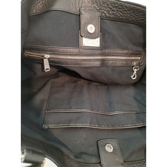 Ralph Lauren Black Leather City Tote Handbag Carry All Laptop Women's Pockets - Picture 6 of 12